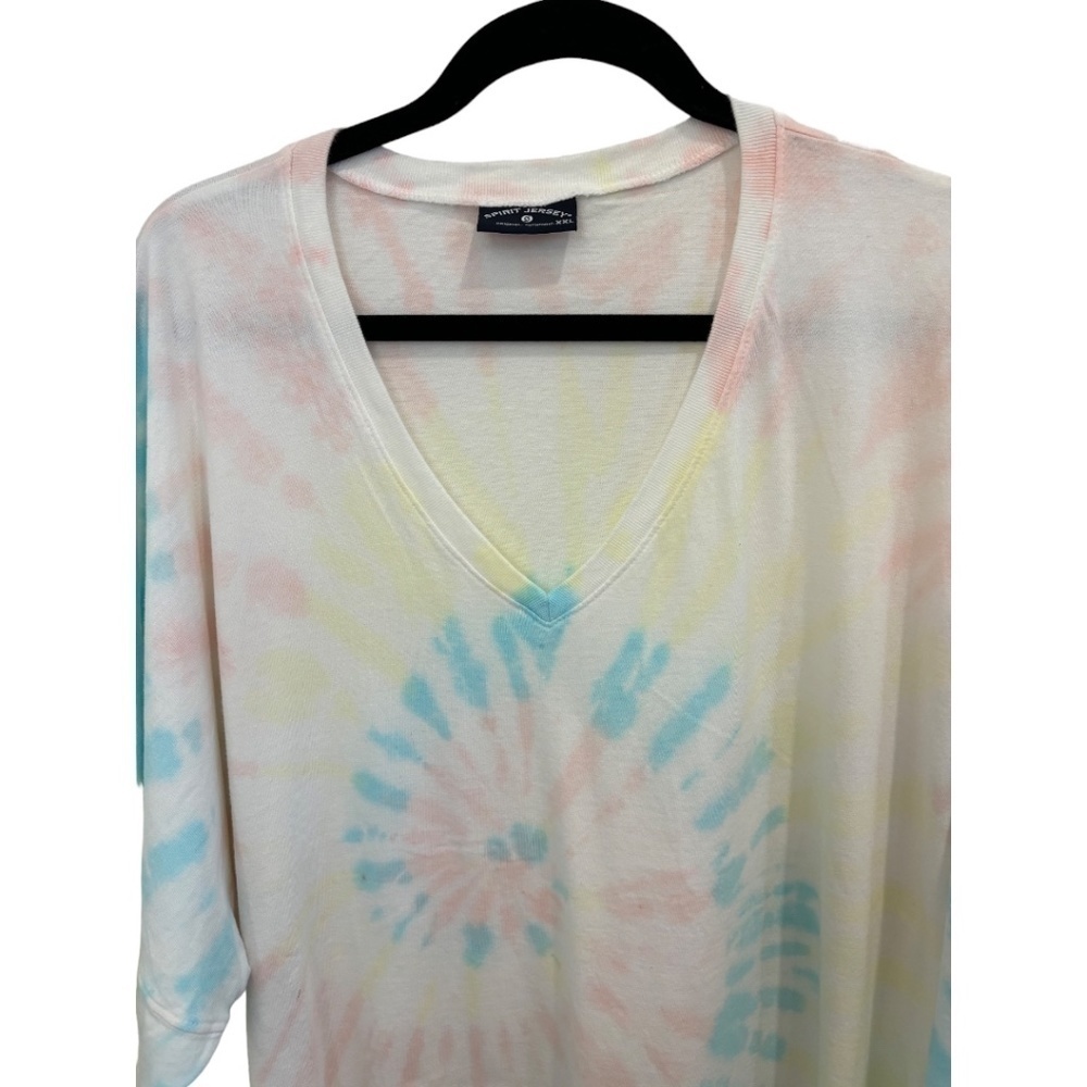 Spirit Jersey Plus Size Tie Dye Long Sleeve V-Neck Top Size XXL NWOT - Picture 3 of 4